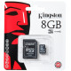 Карта пам'яті Kingston microSDHC 8GB Class 4+ SD адаптер